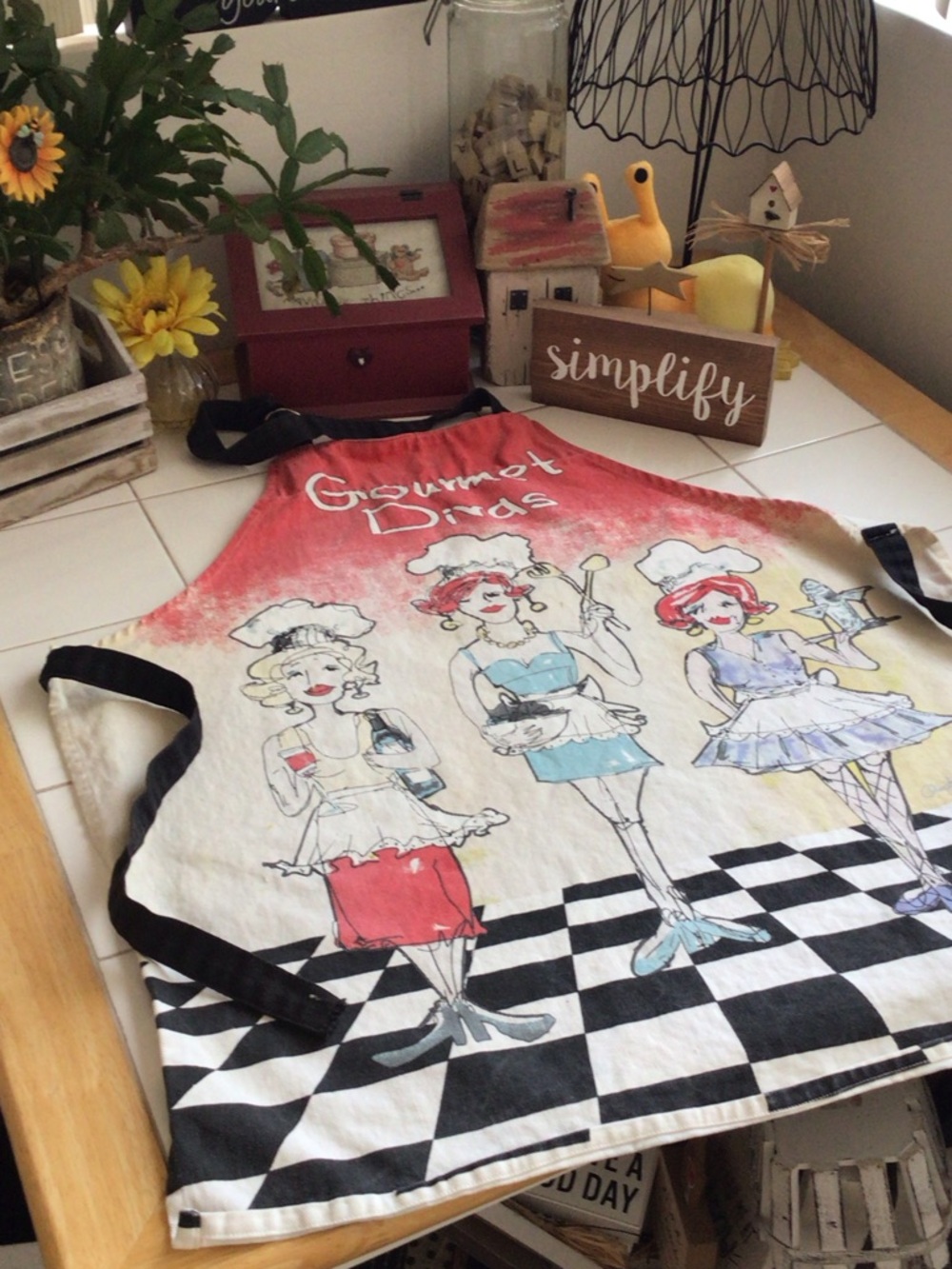 ‘Gourmet Divas’ Colorful Retro Canvas Apron